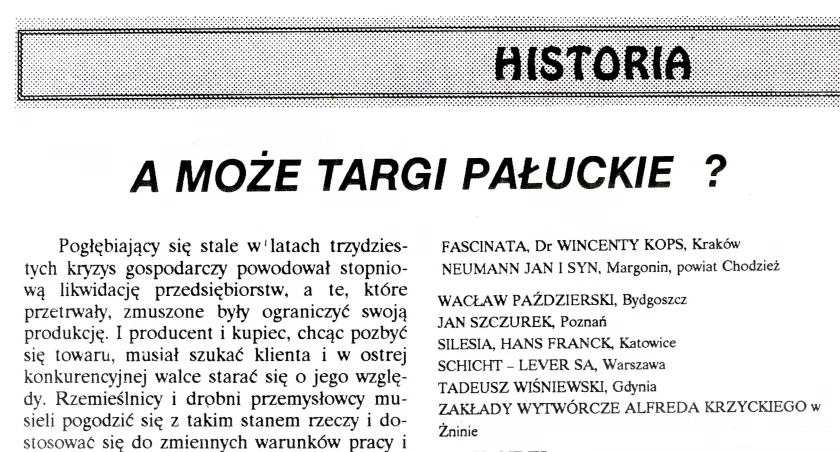 A może Targi Pałuckie? - tekst z pierwszego numeru 