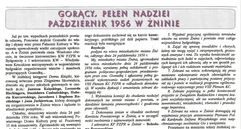 Gorący, pełen nadziei Październik 1956 w Żninie
