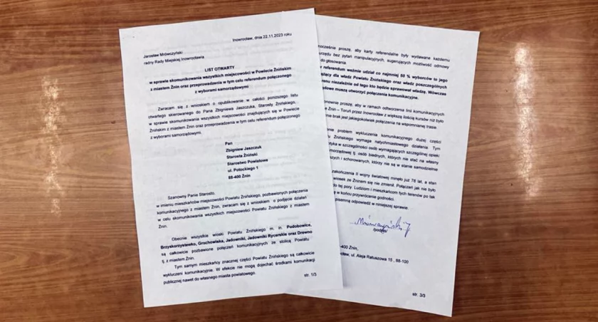 Wniosek o referendum w sprawie tras Żnin - Inowrocław
