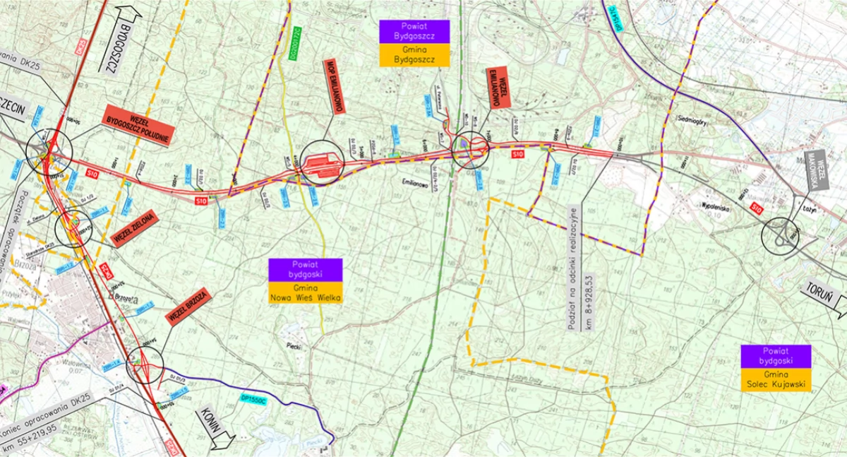 Węzły Brzoza i Zielona,  czyli szybki dojazd Łabiszyn - Bydgoszcz
