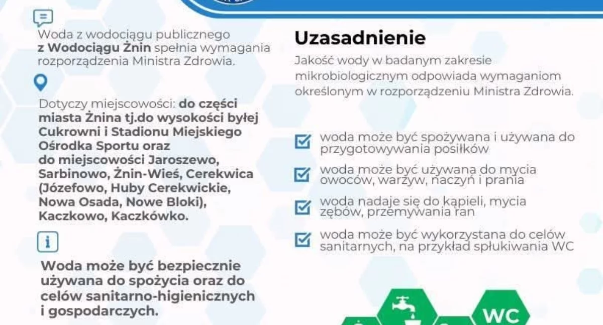 Żnińską wodę znów można pić bez gotowania