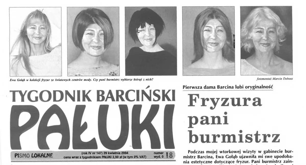 Fryzura Pani Burmistrz - pierwsza dama Barcina lubi oryginalność - tekst z 2004 roku 