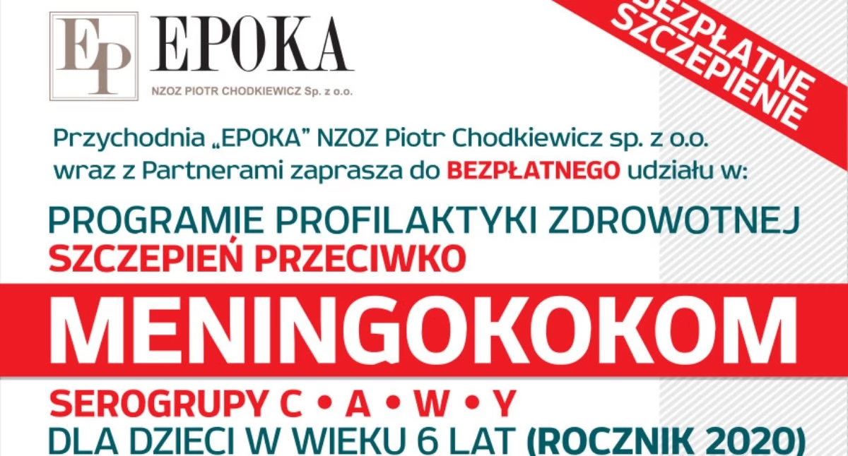 Program Profilaktyki zdrowotnej szczepień przeciwko meningokokom serogrupy C, A, W , Y dla dzieci w wieku 6 lat z terenu Powiatu Żnińskiego