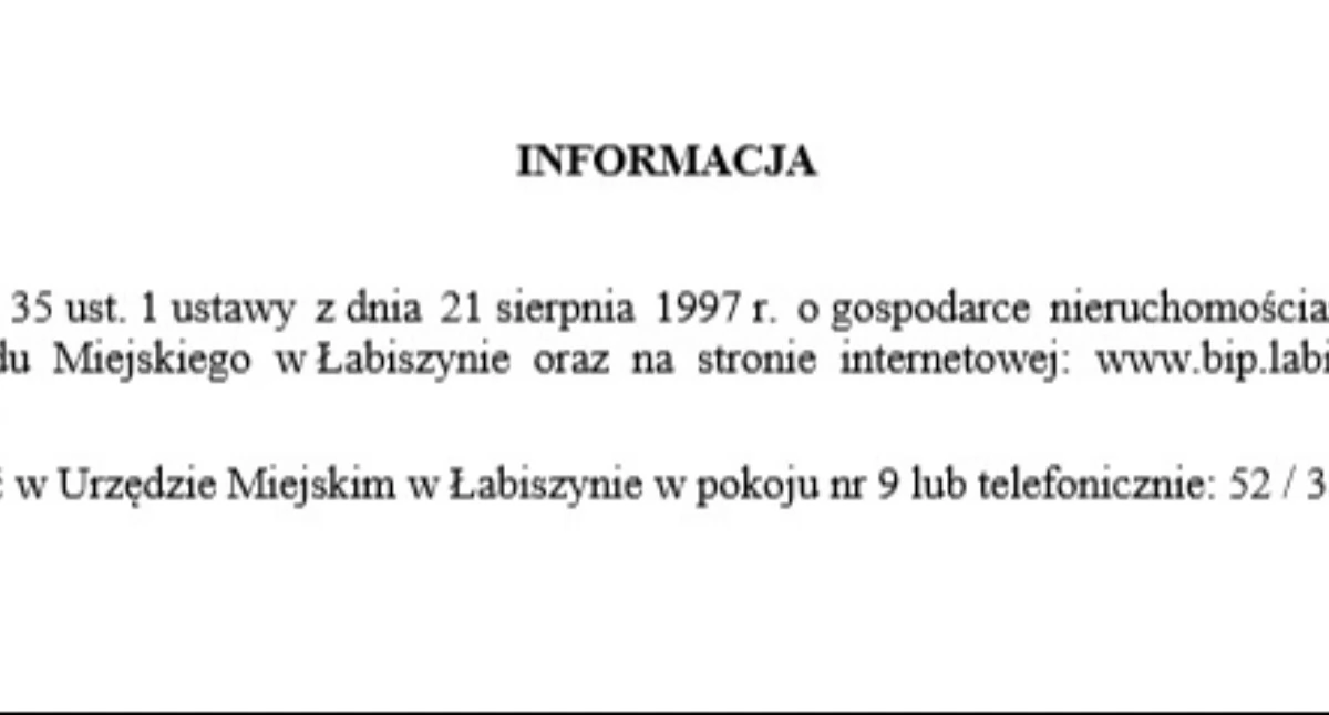 INFORMACJA Burmistrz Łabiszyna 