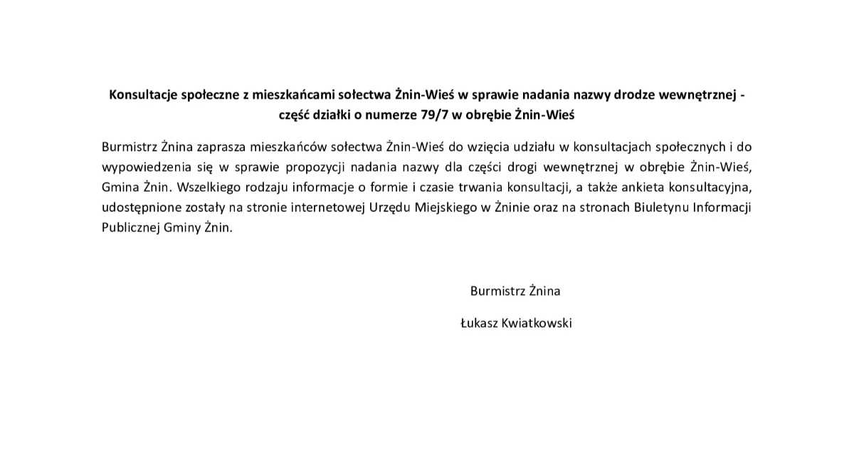Konsultacje społeczne z mieszkańcami sołectwa Żnin-Wieś 