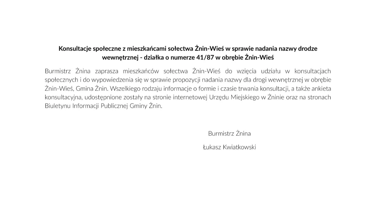 Konsultacje społeczne z mieszkańcami sołectwa Żnin-Wieś 