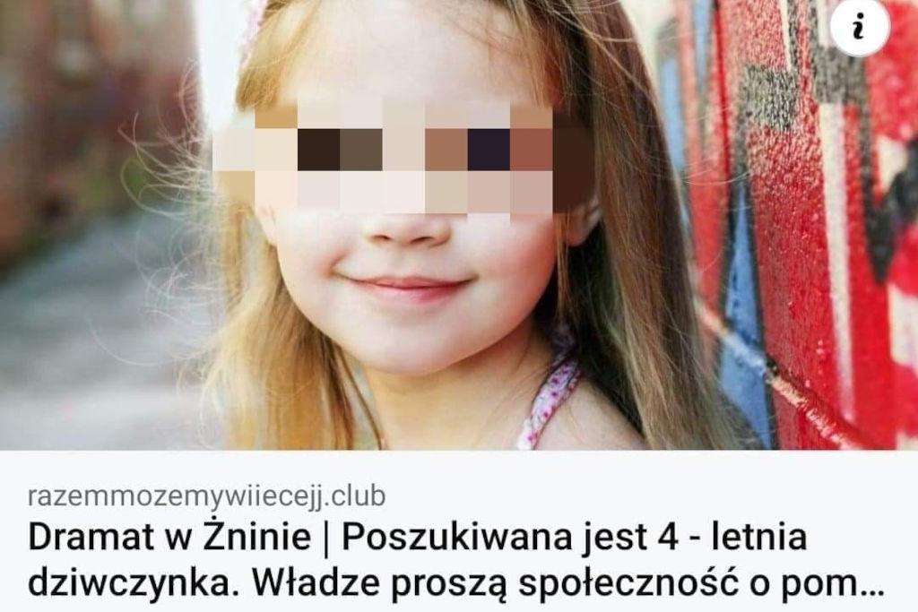 Zaginięcie 4-latki ze Żnina to fake news