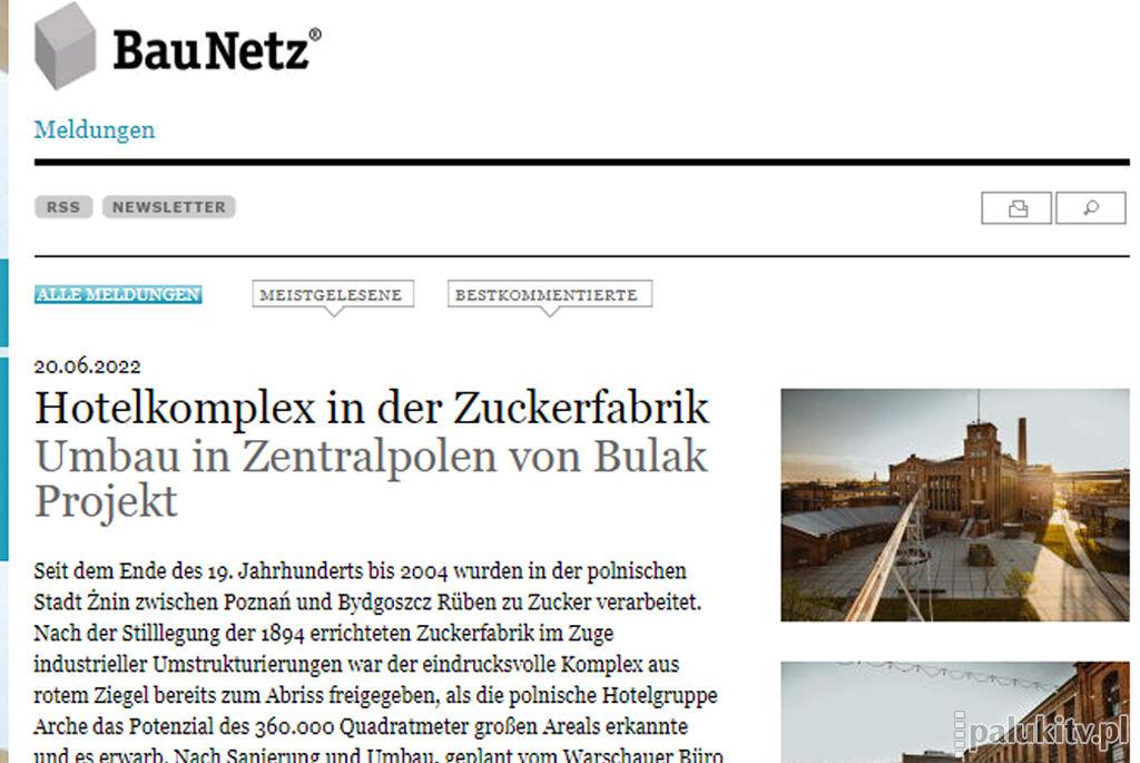 Artykuł o Cukrowni Żnin na niemieckim portalu o architekturze