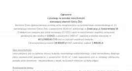 Ogłoszenie  o przetargu na sprzedaż nieruchomości  stanowiącej własność Gminy Żnin