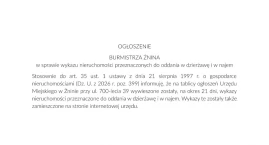 OGŁOSZENIE BURMISTRZA ŻNINA
