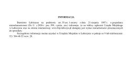 Informacja Burmistrza Łabiszyna