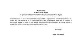 OGŁOSZENIE BURMISTRZA ŻNINA