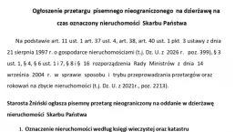 Ogłoszenie przetargu pisemnego