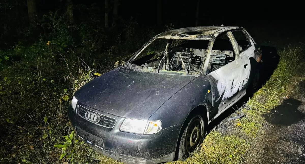 W Gębicach strażacy gasili auto stojące na poboczu drogi