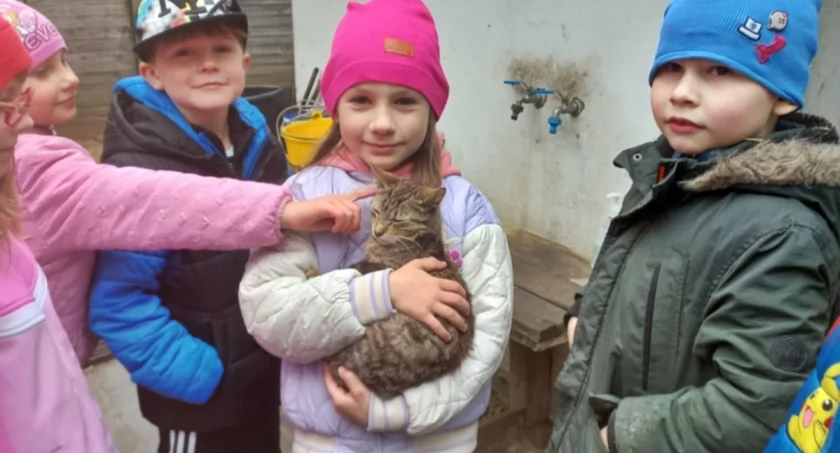 Klasa 1 z Zespołu Szkolno-Przedszkolnego z Kruchowa na wycieczce w gospodarstwie rolnym (zdjęcia)