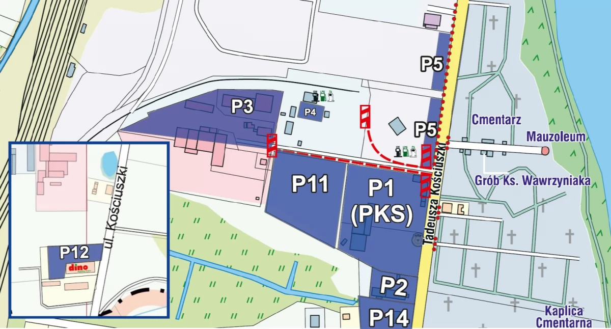 Akcja Znicz poprzedzona akcją Hiena. Dodatkowe parkingi w okolicy cmentarza w Mogilnie