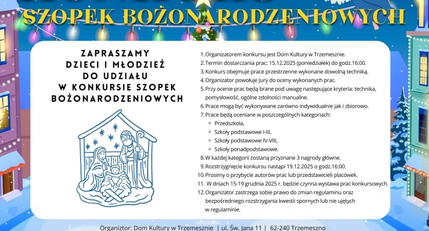 Konkurs Szopek Bożonarodzeniowych w Trzemesznie – czas na wykonanie prac do poniedziałku 15 grudnia