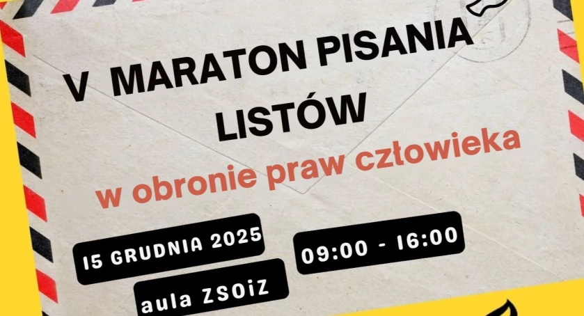 V Maraton Pisania Listów w obronie praw człowieka – 15 grudnia zaprasza ZSOiZ w Trzemesznie