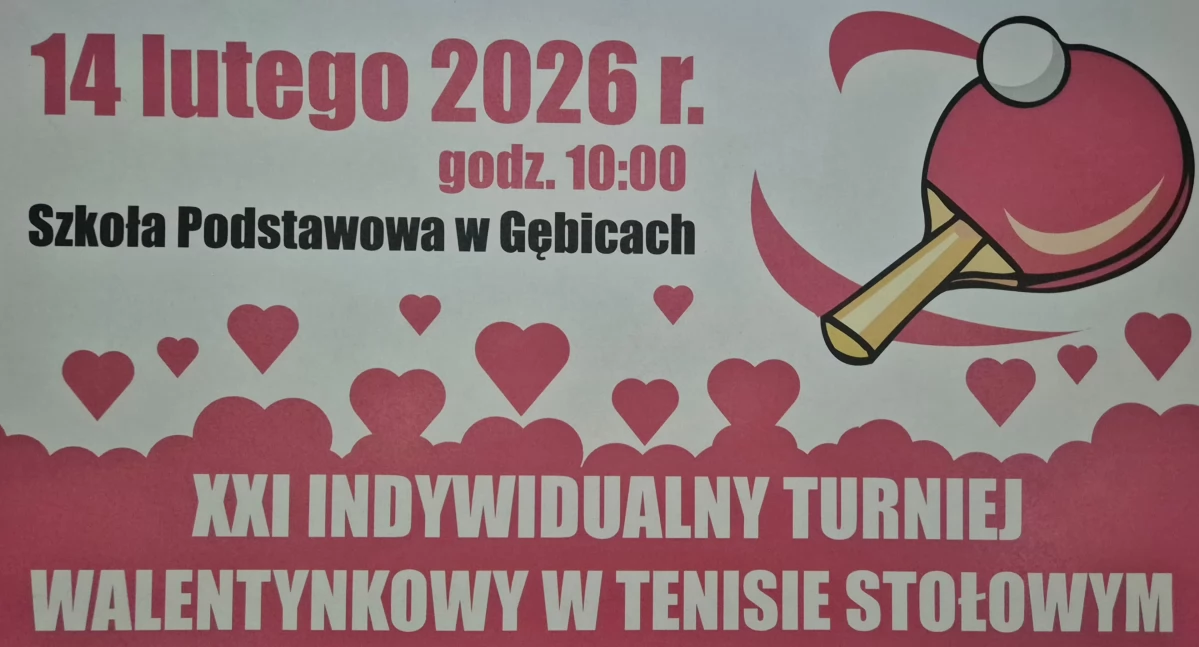 SP Gębice - 21. edycja Indywidualnego Turnieju Walentynkowego w Tenisie Stołowym