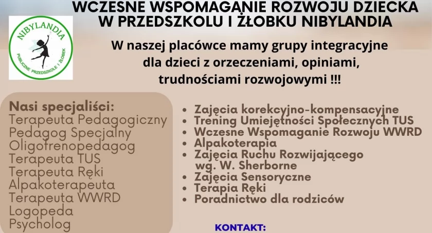 Grupy integracyjne dla dzieci z orzeczeniami w Przedszkolu i Żłobku Nibylandia w Wymysłowie