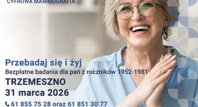 31 marca - Bezpłatna mammografia w Trzemesznie dla kobiet urodzonych w latach 1952–1981