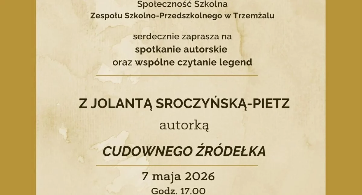 Spotkanie z Jolantą Sroczyńską-Pietz w Trzemżalu już 7 maja