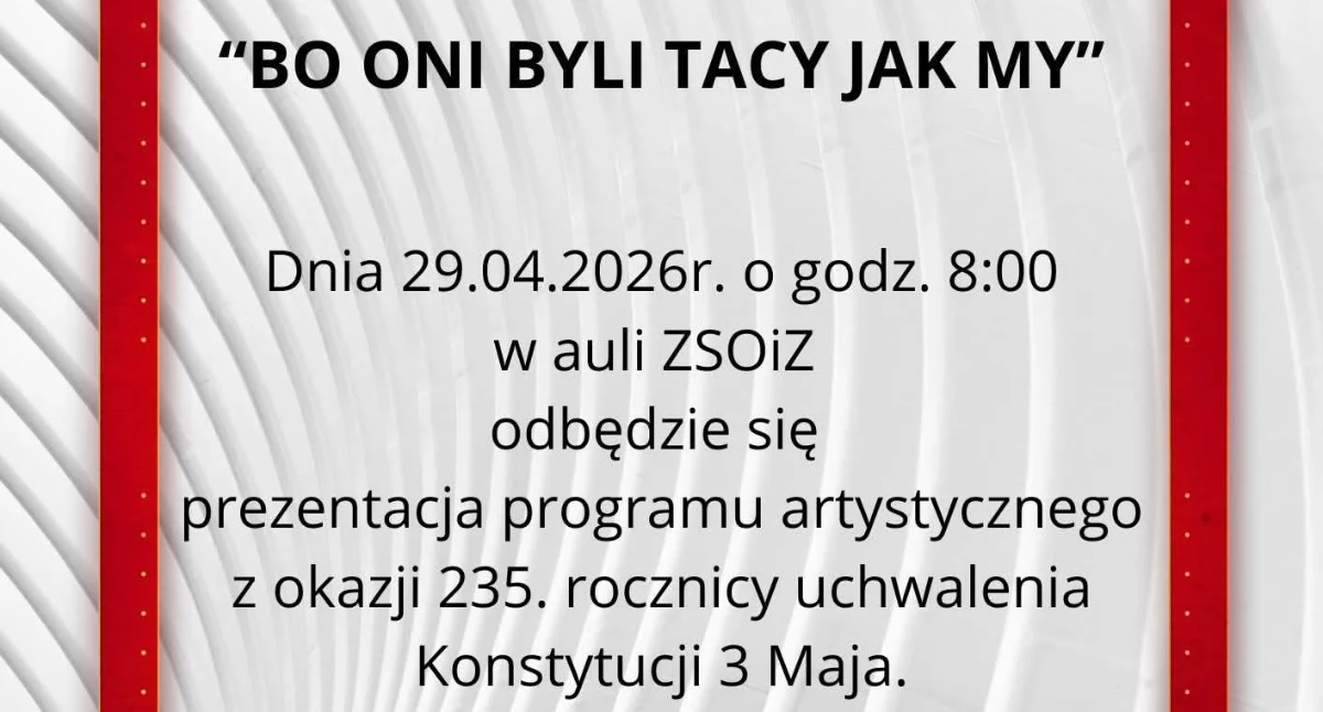Program artystyczny z okazji Konstytucji 3 maja już 29 kwietnia 2026 roku w Trzemesznie