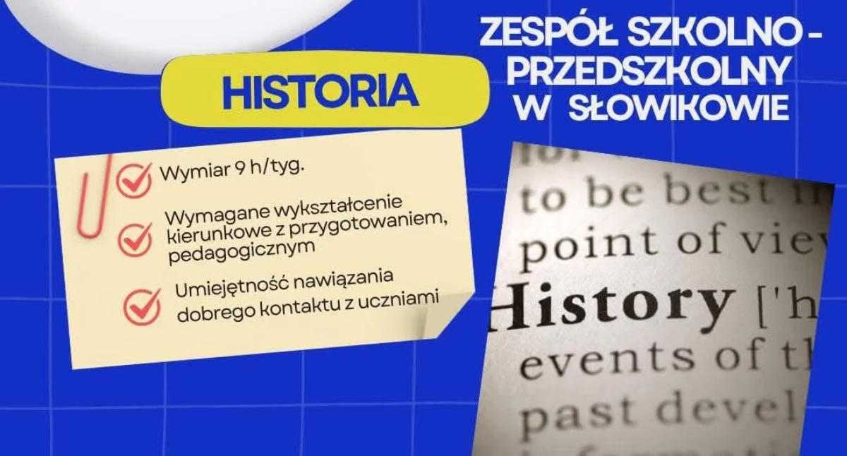 ZSP w Słowikowie zatrudni nauczyciela historii
