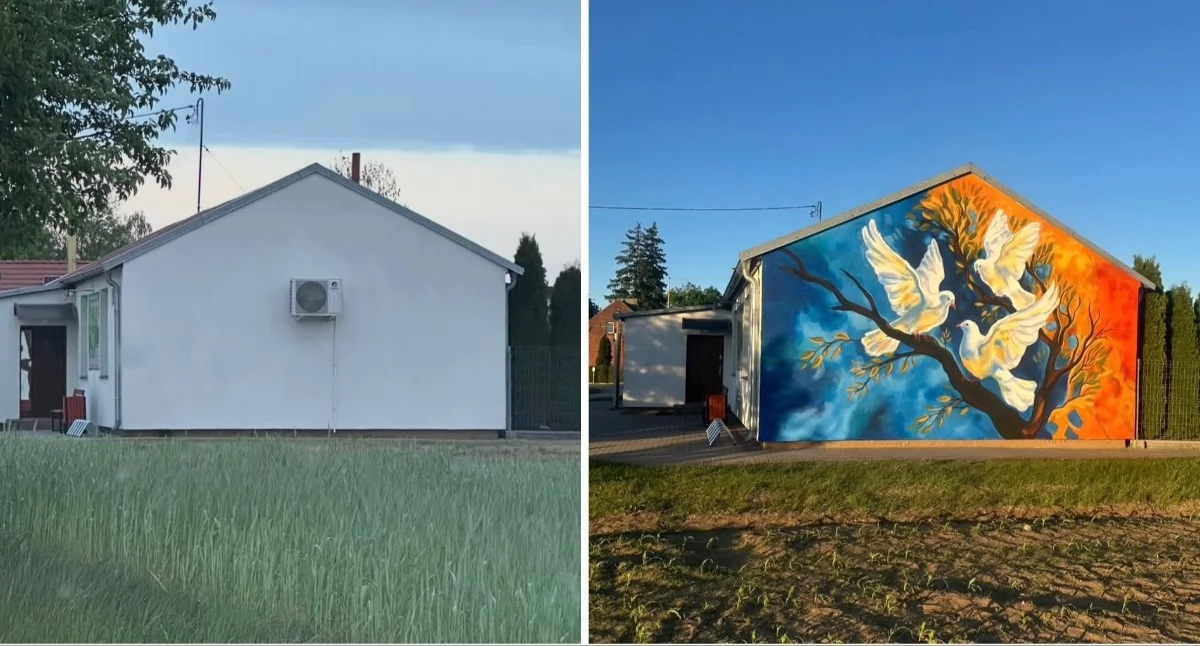 Gołębi mural w sołectwie Gołąbki (zdjęcia)