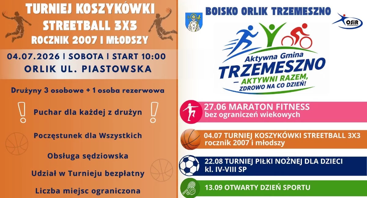 Turniej koszykówki Streetball 3x3 w Trzemesznie już 4 lipca