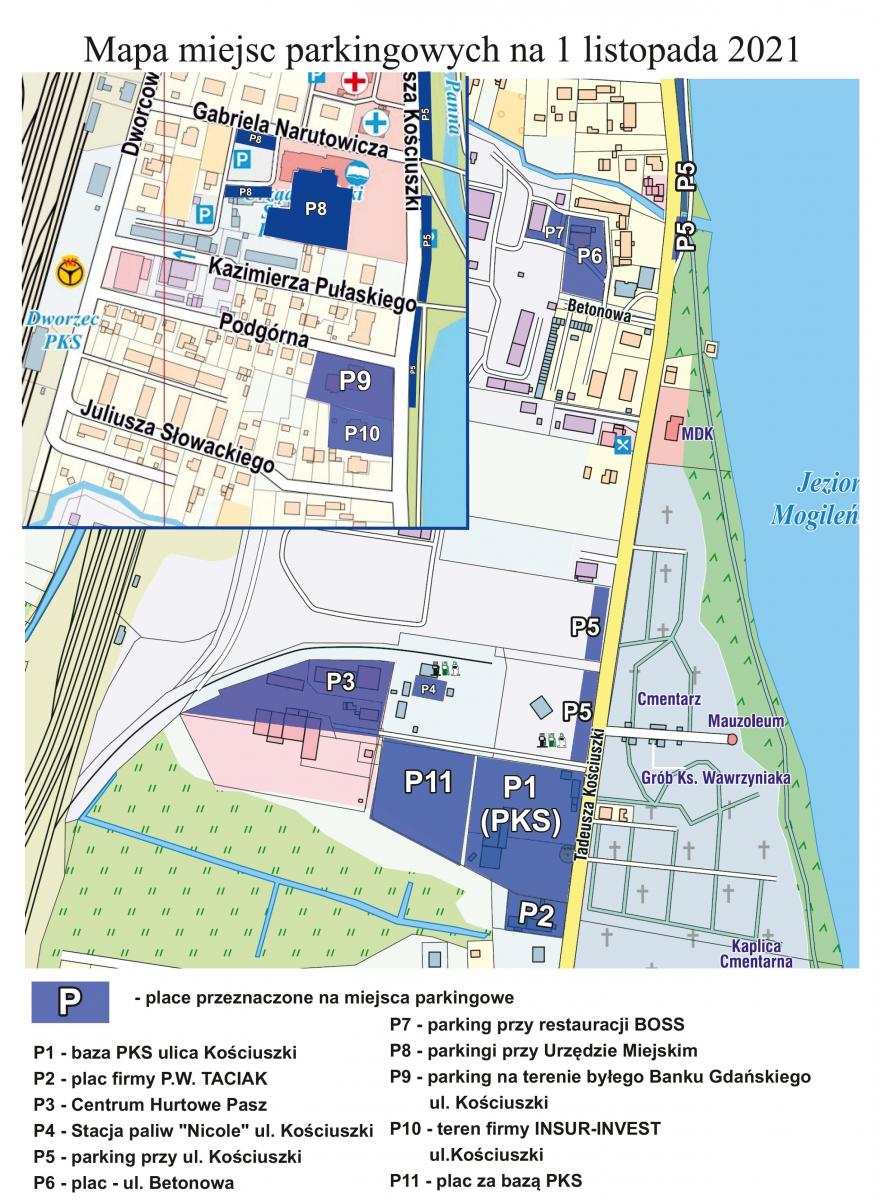 1 listopada: dodatkowe parkingi przy cmentarzu w Mogilnie