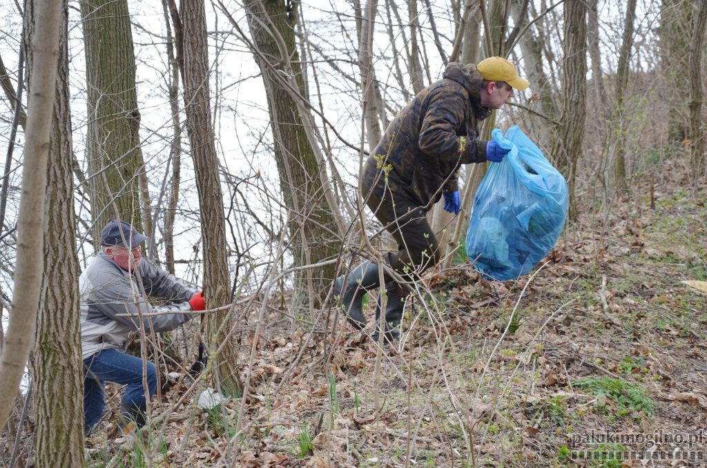Sprzątali brzeg Jeziora Mogileńskiego. Zebrali 46 worków śmieci. Najgorzej było w okolicy cmentarza