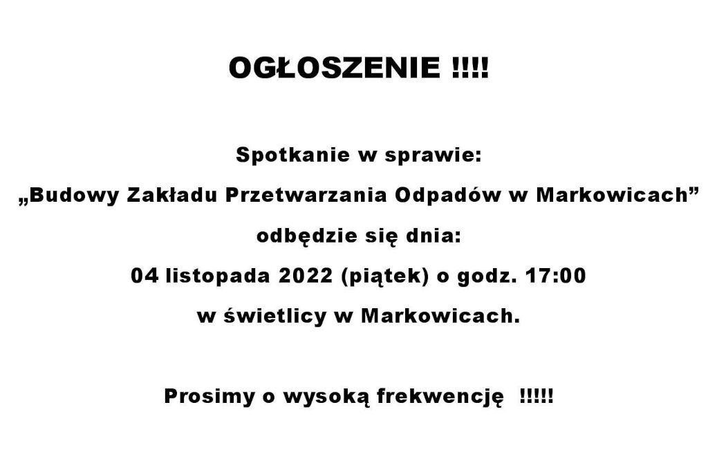 Mieszkańcy Markowic boją się, że powstanie spalarnia odpadów. Jest ustalona data spotkania z inwestorem i burmistrzem