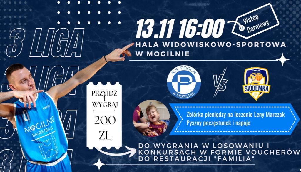 III liga koszykówki: Pogoń zagra z UKS Siódemką Kutno. Będzie zbiórka na leczenie 4-letniej Lenki z Gozdanina