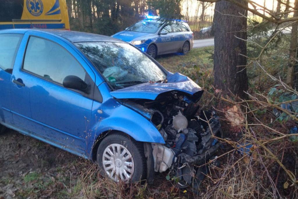 Citroenem uderzyła w drzewo