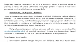 Zdjęcie przedstawia: Syndyk masy upadłości „Grupa Rolnik” Sp. z o.o. w upadłości z siedzibą w Nacławiu, oferuje do sprzedaży