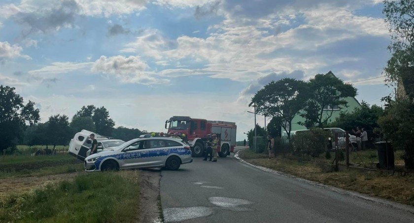 Przewrócił się samochód przewożący konie