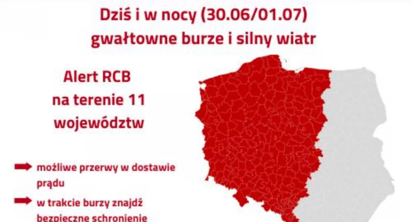 Kolejne ostrzeżenie. Noc z niedzieli na poniedziałek ma być burzowa