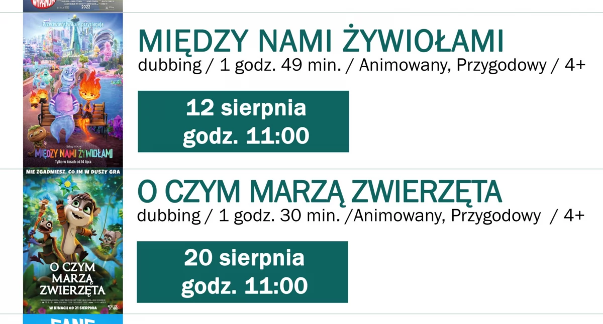 Wakacje w kinie Odra. Co można obejrzeć w drugiej połowie wakacji?