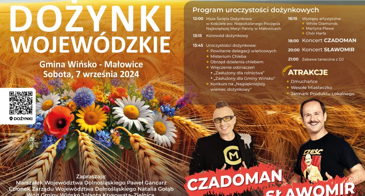 Czadoman i Sławomir na dożynkach wojewódzkich w Małowicach