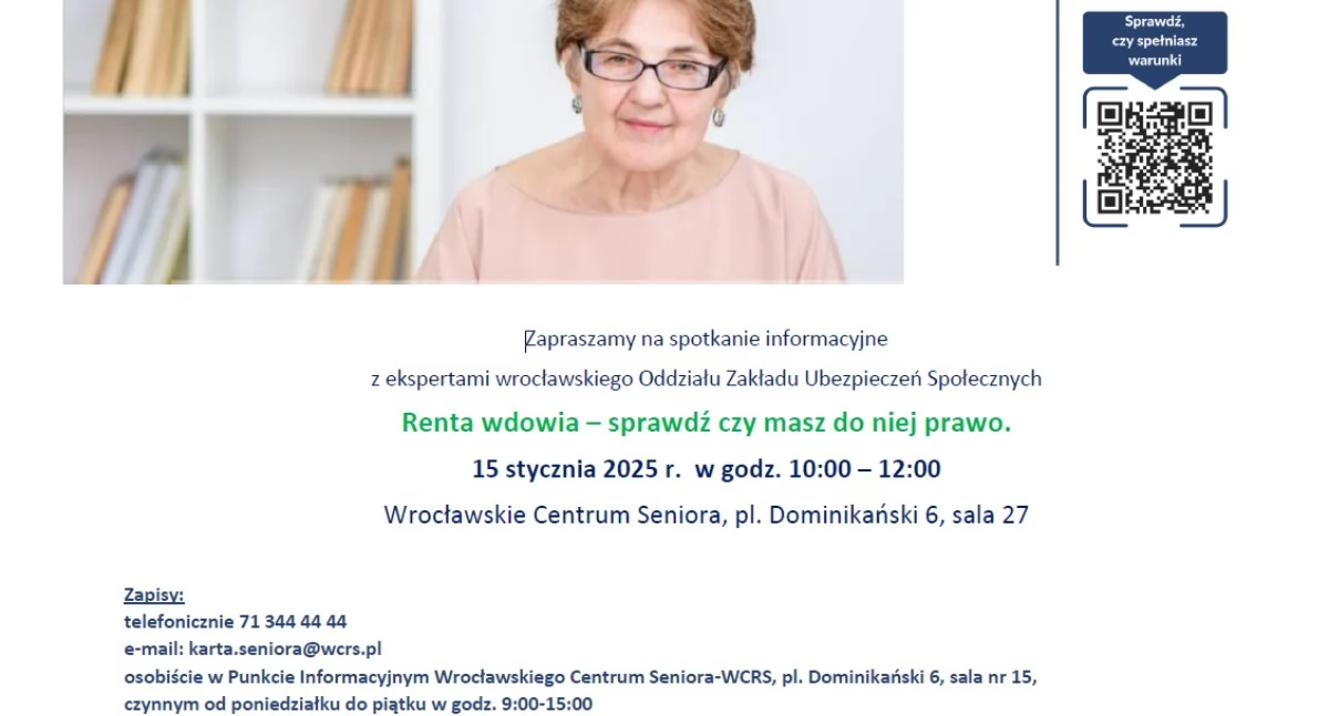 Renta wdowia - bezpłatne konsulatcje - spotkania i dyżury telefoniczne