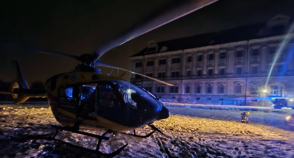 Śmigłowiec uziemiony przy klasztorze w Lubiążu – dramatyczna akcja ratunkowa