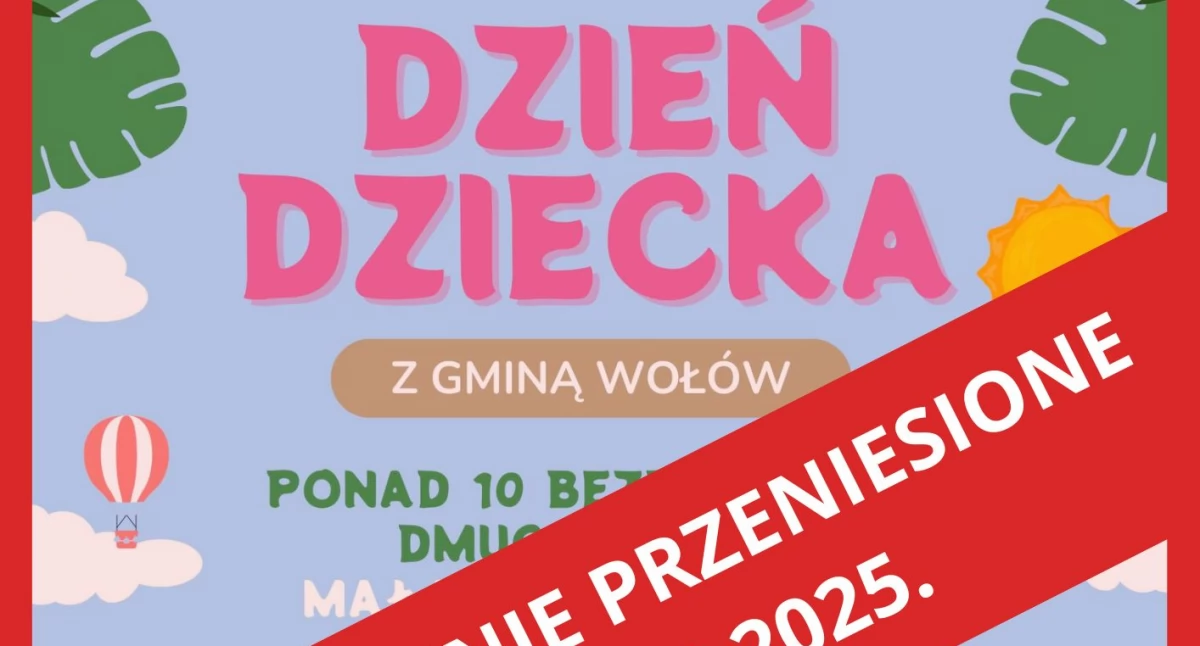 Dzień Dziecka w Wołowie przełożony z powodu pogody. Nowy termin już ogłoszony