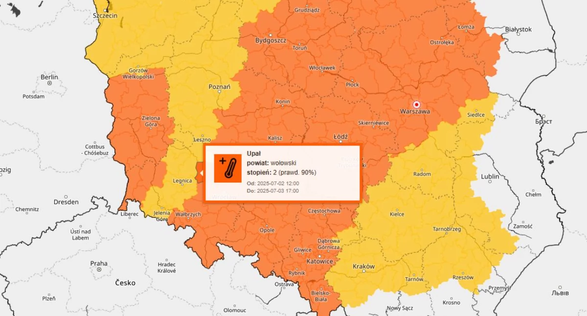 Fala upałów nad powiatem wołowskim. Ostrzeżenie 2. stopnia – zagrożenie dla zdrowia