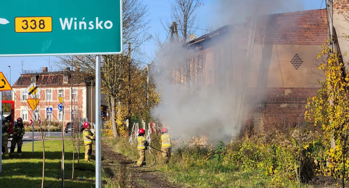 Pożar przy Śródmiejskim Obejściu Wołowa – trwa akcja gaśnicza