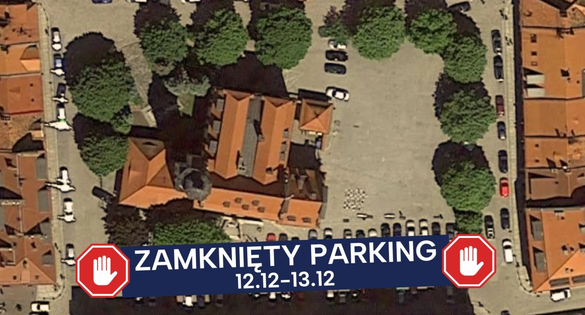 Parking przy Urzędzie Miejskim zamknięty. Utrudnienia w związku z Jarmarkiem Bożonarodzeniowym