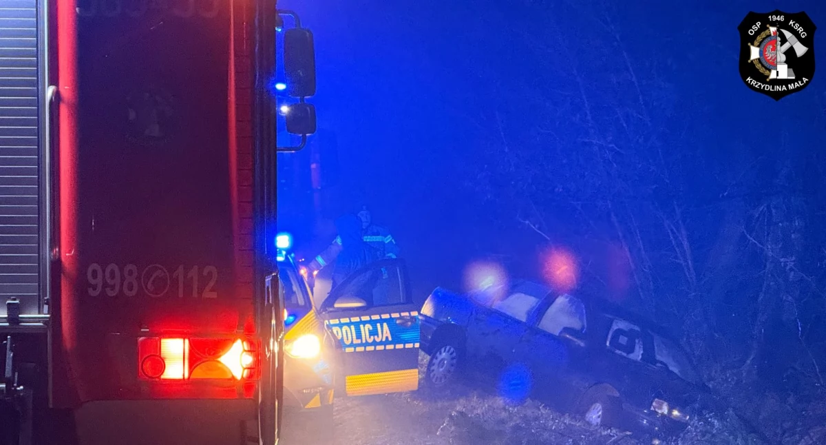 Samochód osobowy w rowie na drodze Wołów – Krzydlina Mała. Interweniowały służby