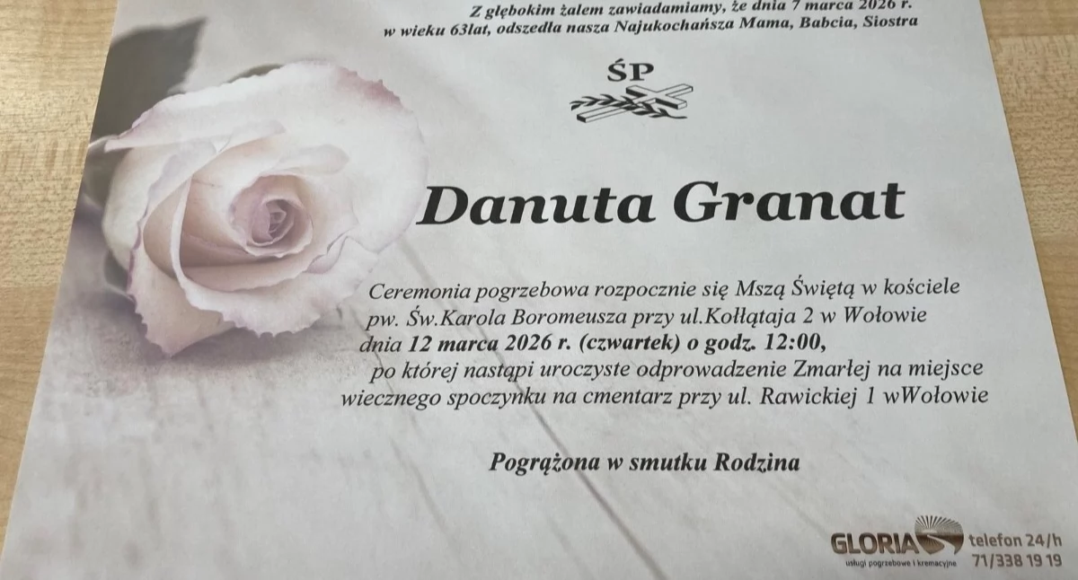 Pożegnanie śp. Danuty Granat. Znamy datę uroczystości pogrzebowych