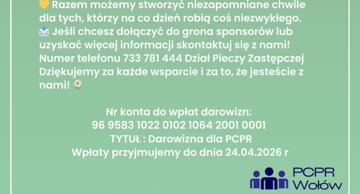 Zostań Sponsorem Dobra: PCPR w Wołowie organizuje wyjątkowy piknik dla rodzin zastępczych