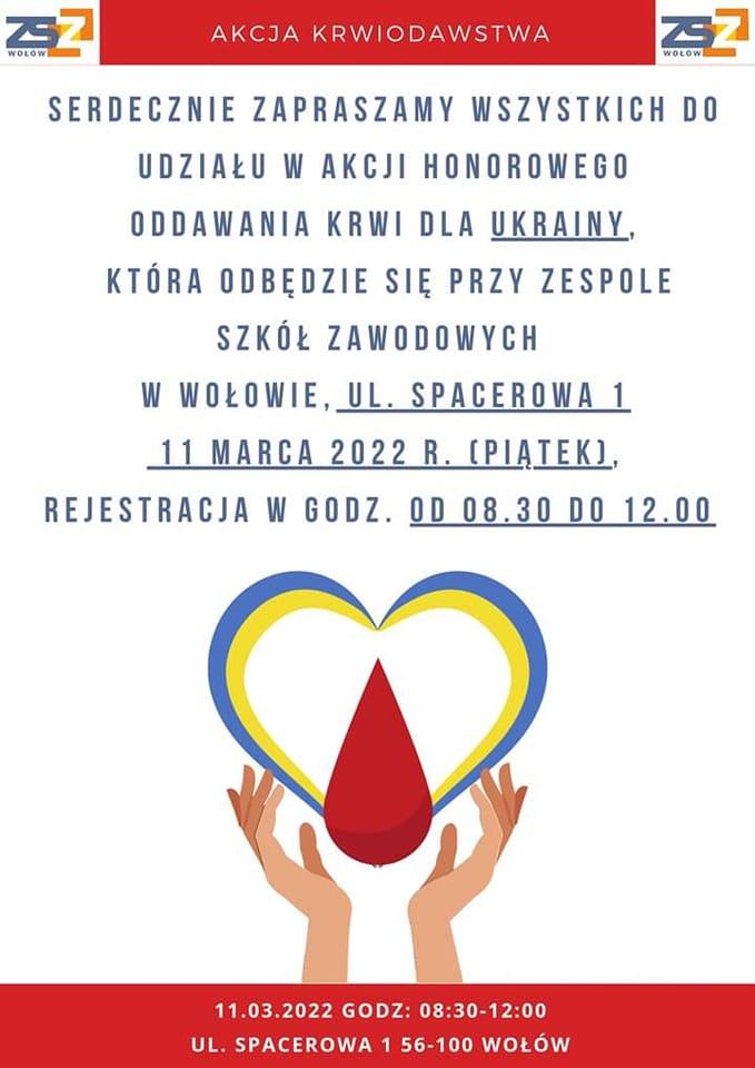 Akcja poboru krwi dla Ukrainy w Wołowie